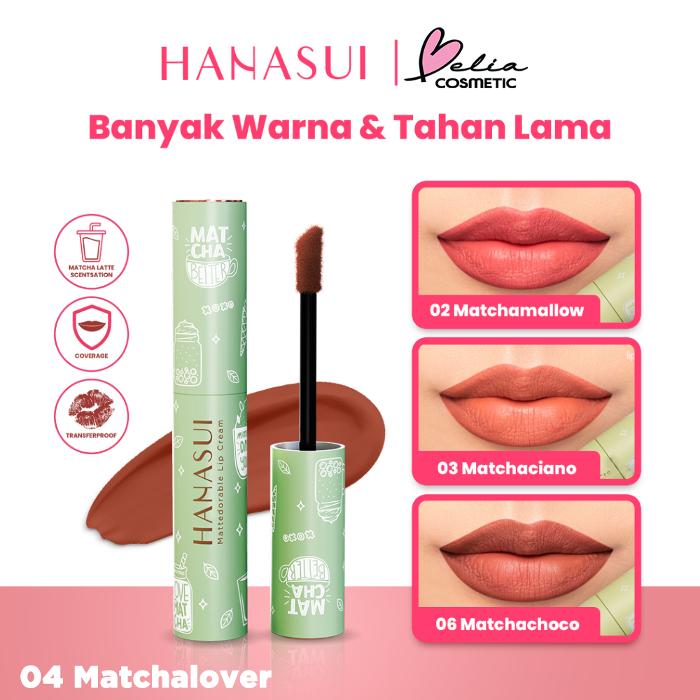 Jual BELIA HANASUI Mattedorable Lip Cream Matcha Latte Edition Lip