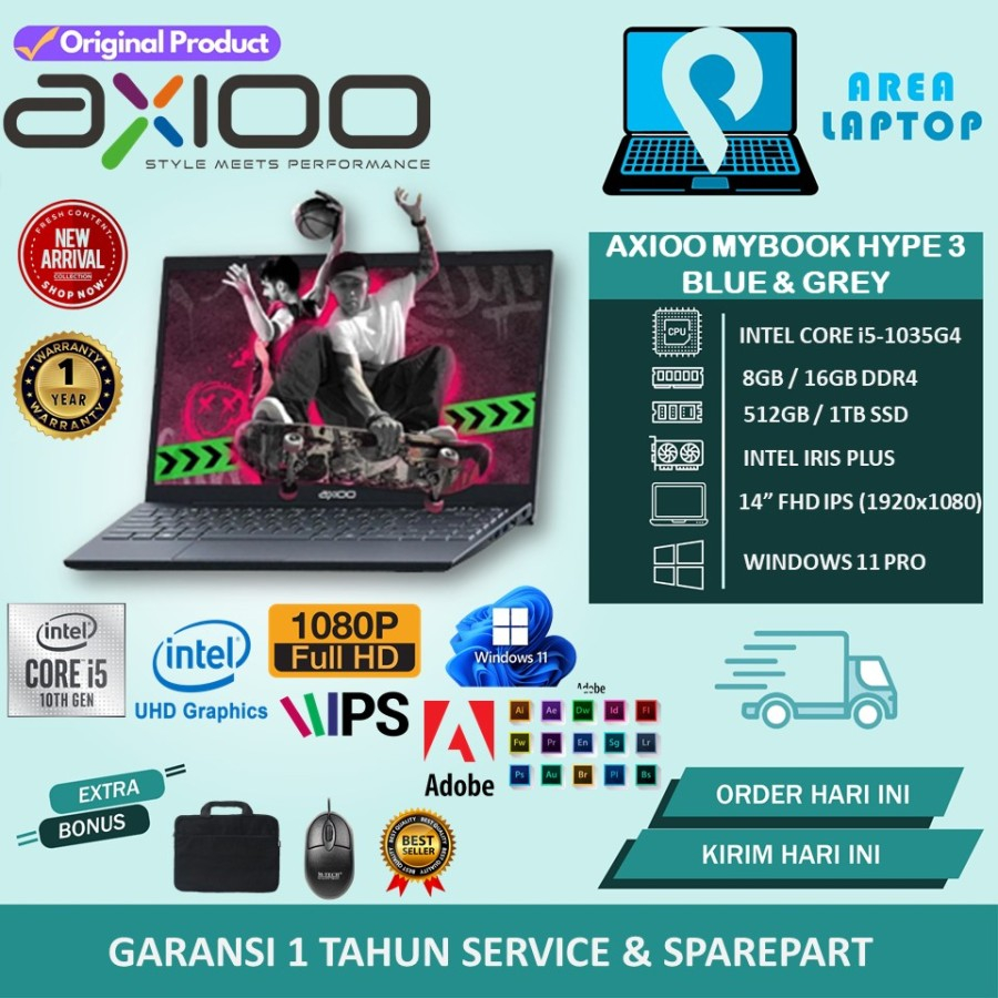 Jual Laptop Murah Axioo Hype 5 Intel Core I5 1035G1 8GB 512GB SSD FHD