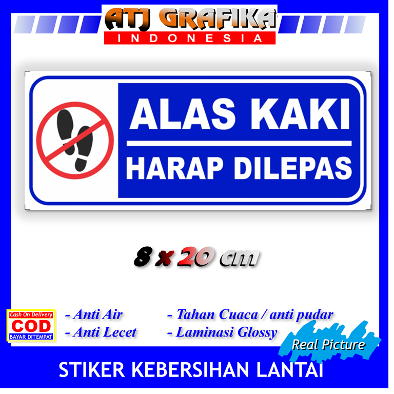 Jual Stiker Label New Alas Kaki Harap Dilepas Sticker Kebersihan Lantai