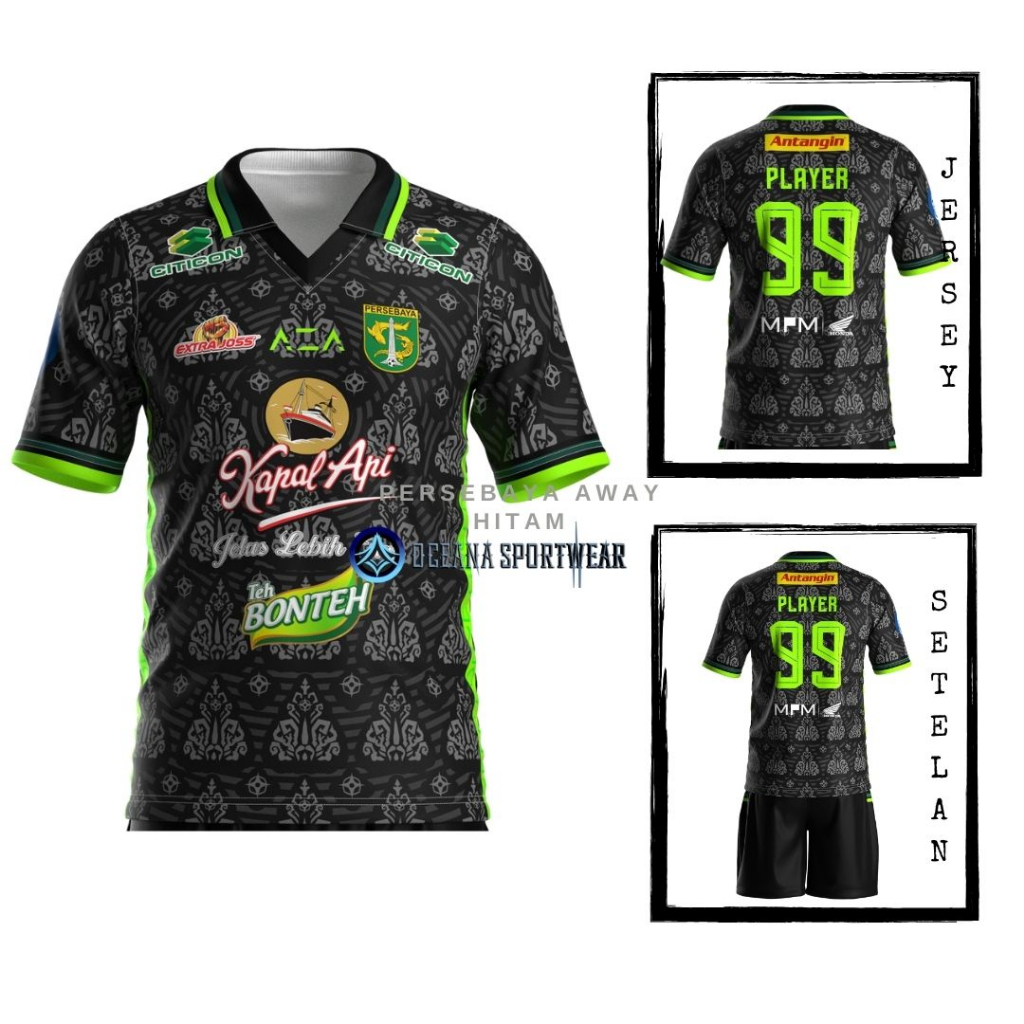 Jual JERSEY PERSEBAYA AWAY HITAM 2023 2024 FULL PRINTING PREMIUM FREE