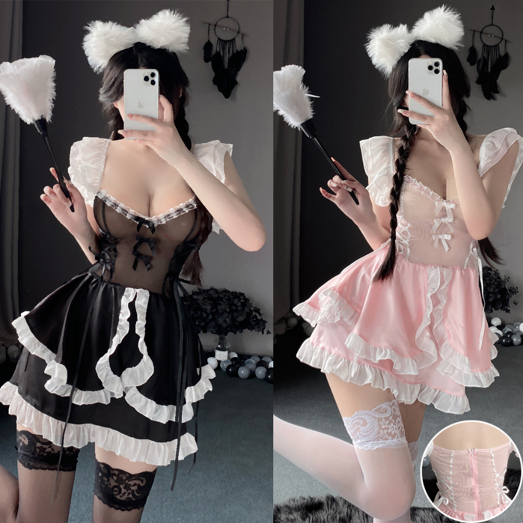 Jual Maid Uniform Sexy Lingerie Cosplay Pelayan Baju Tidur Sexy Wanita