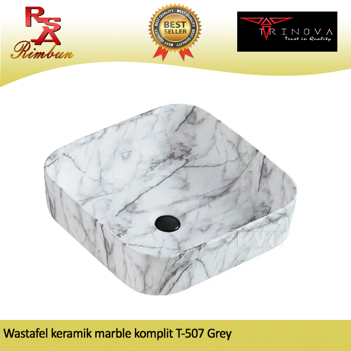 Jual Wastafel Cuci Tangan Marmer Art Keramik Basin Komplit T 507 Grey