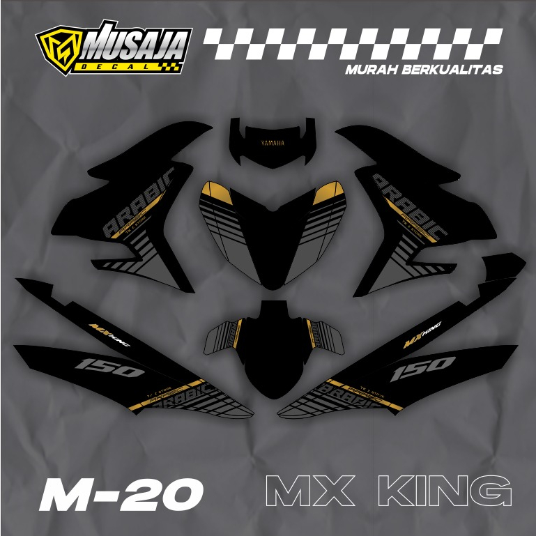 Jual Decal Mx King Hitam Gold Abu Arabic Fullbody Dekal Striping Mx