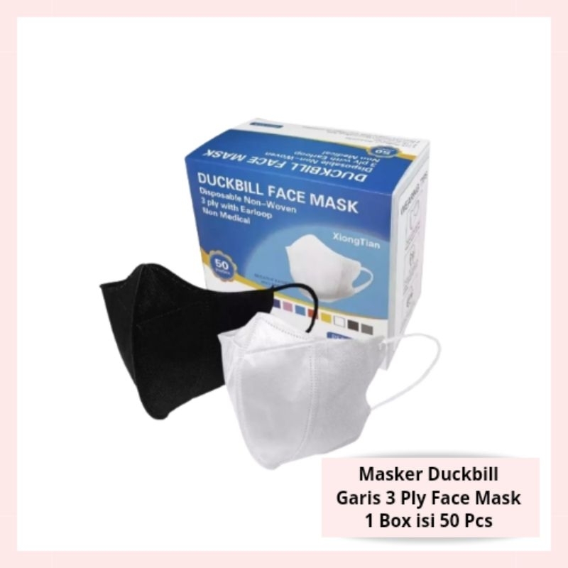 Jual Masker Duckbill Garis 3 Ply Face Mask 1 Box Isi 50 Pcs Shopee