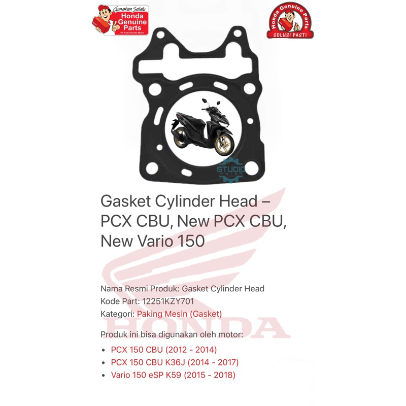 Jual 12251 KZY 701 PAKING HEAD PERPAK KOP GASKET CYLINDER HEAD VARIO