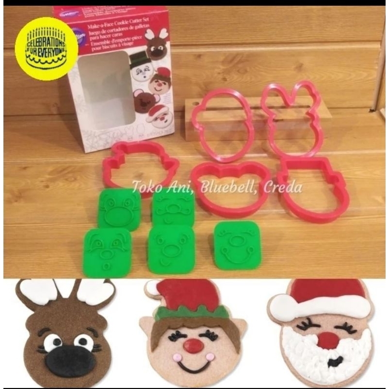 Jual Wilton Christmas Plastic Cookie Cutter Make A Face With Emboss Set