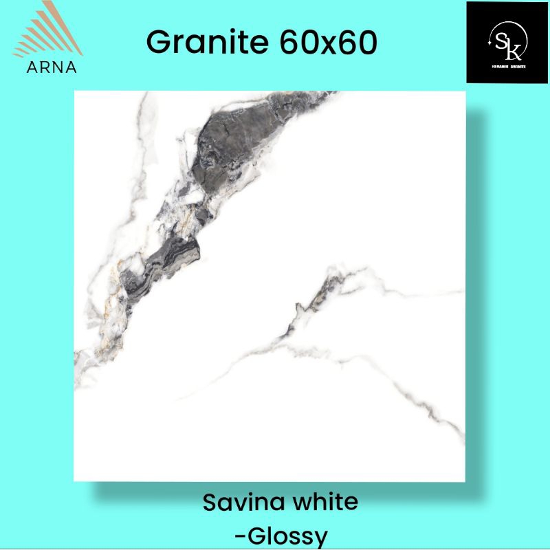 Jual Granite Lantai 60x60 Arna Savina White Glazed Polished Shopee