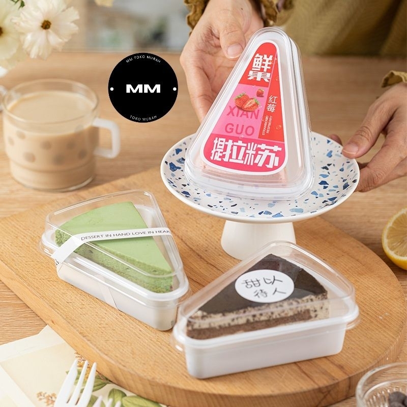 Jual Pcs Korean Tray Mika Kue Segitiga Box Kotak Dessert Cake Puding