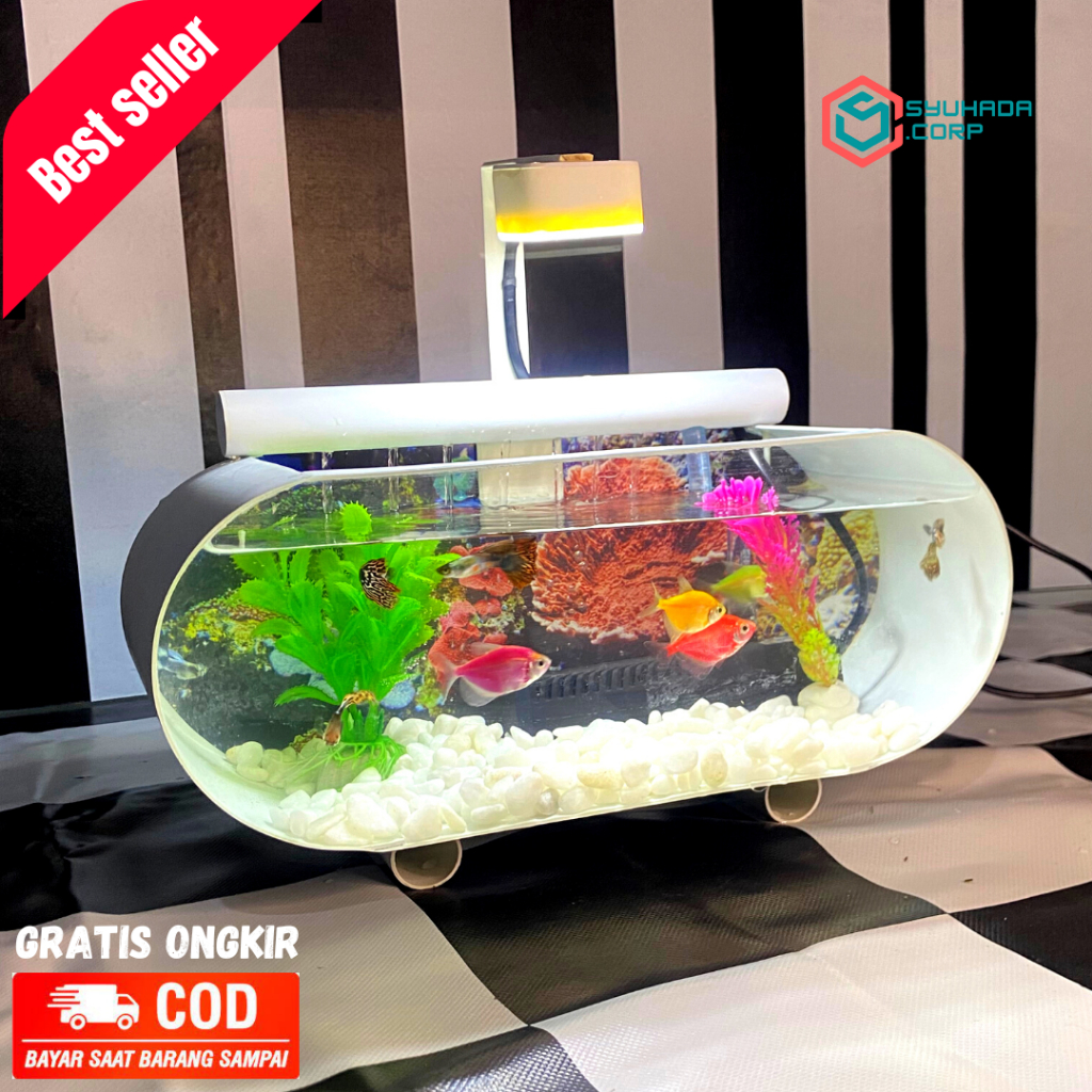 Jual PROMO 1 Set Lengkap Aquarium Mini Akuarium Akrilik Lengkap