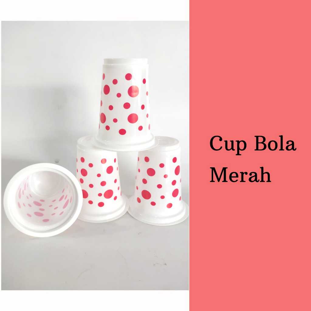 Jual Isi Pcs Gelas Bola Bola Putihpolkadot Merahi Gelas