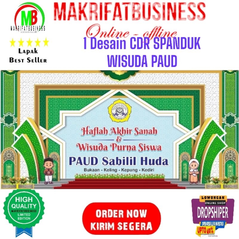 Jual 1 Desain CDR Spanduk Banner Backdrop WISUDA HAFLAH AKHIR SANAH