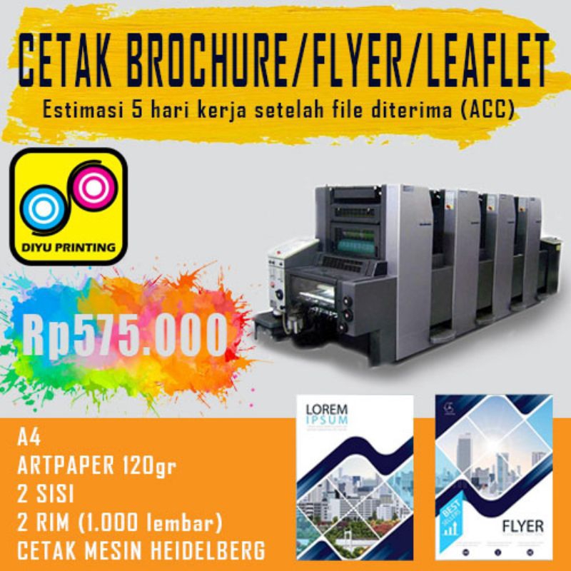 Jual Cetak Brosur Brochure Flyer Leaflet A Art Paper Gsm