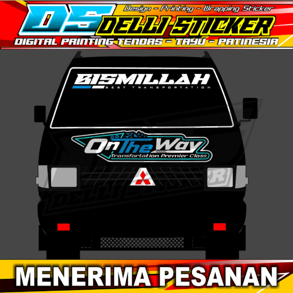 Jual Stiker Decal L Kabin Depan Cutting Nyala Kaca Bismillah