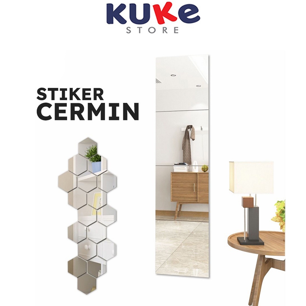 Jual Kuke Stiker Cermin Rias Dinding K Hexagonal Cermin Sticker