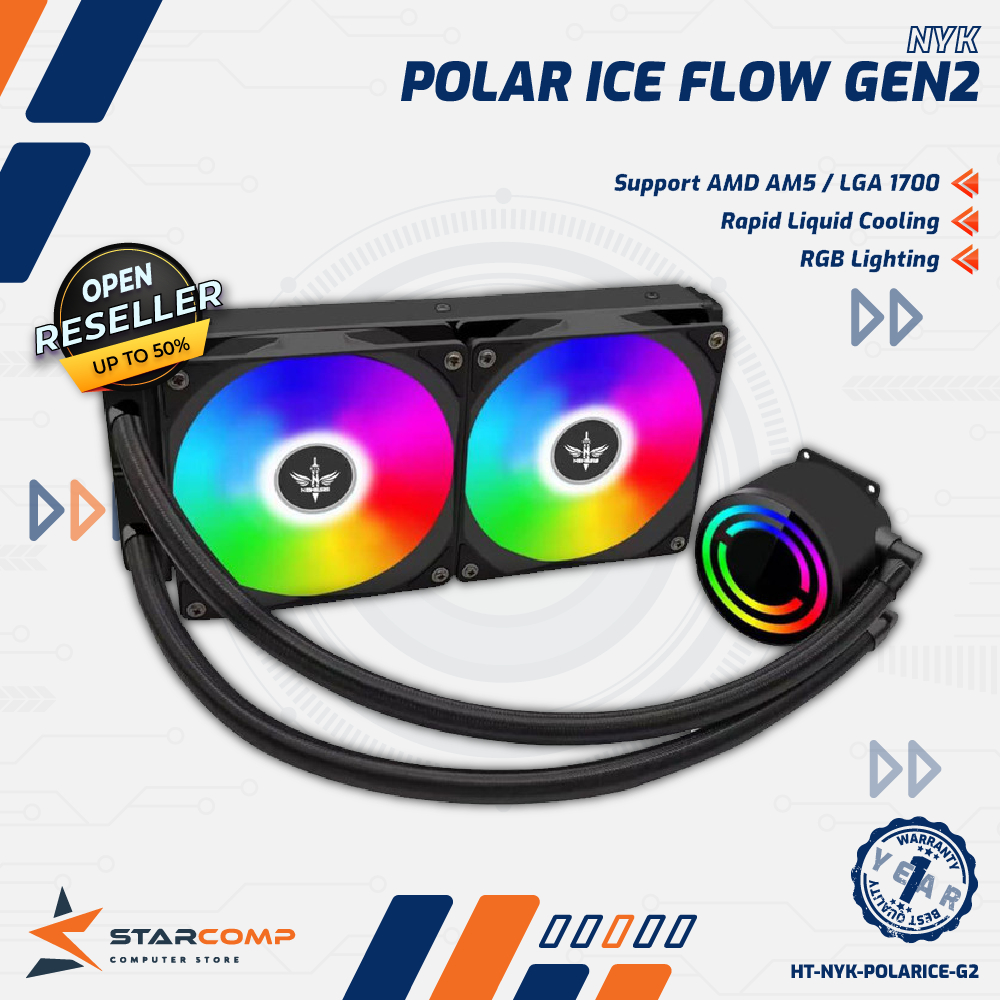 Jual Fan Liquid Cooler Dual Fan RGB NYK Nemesis POLAR ICE FLOW GEN2