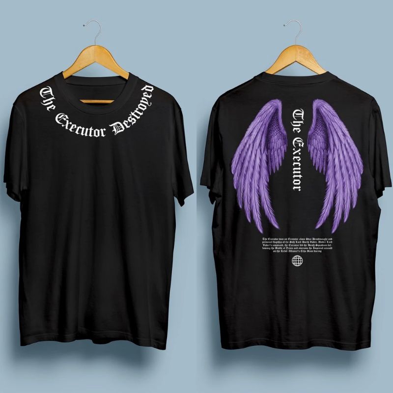 Jual Kaos T Shirt Tulisan Di Leher Angel Sayap Malaikat Ungu Shopee