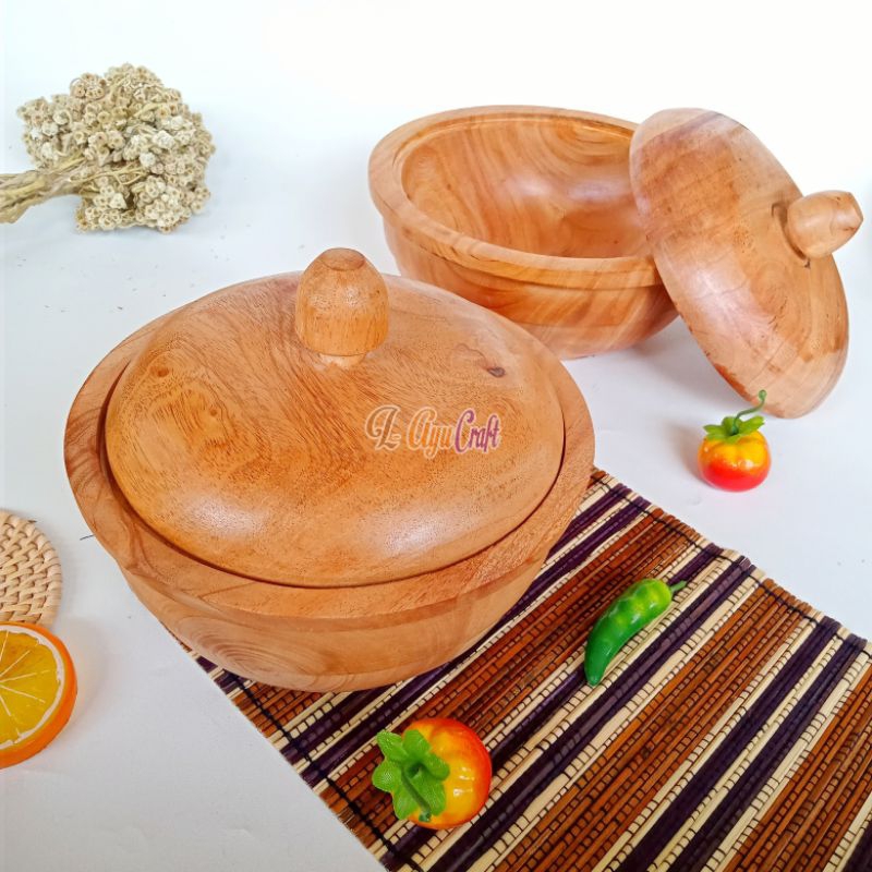 Jual L Ayucraft Mangkok Liuk Bulat Tutup Mangkok Sup Kayu Mahoni