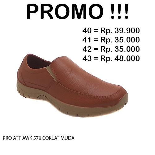 Jual PRO ATT AWK 578 COKLAT MUDA Sepatu Pria Slip On Karet Anti Air