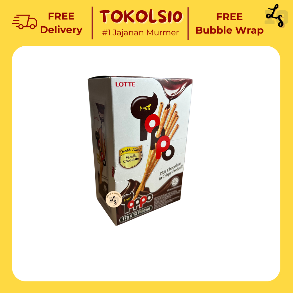 Jual Lotte Toppo Biskuit Stik Vanila Isi Cokelat Pack Isi Pillows