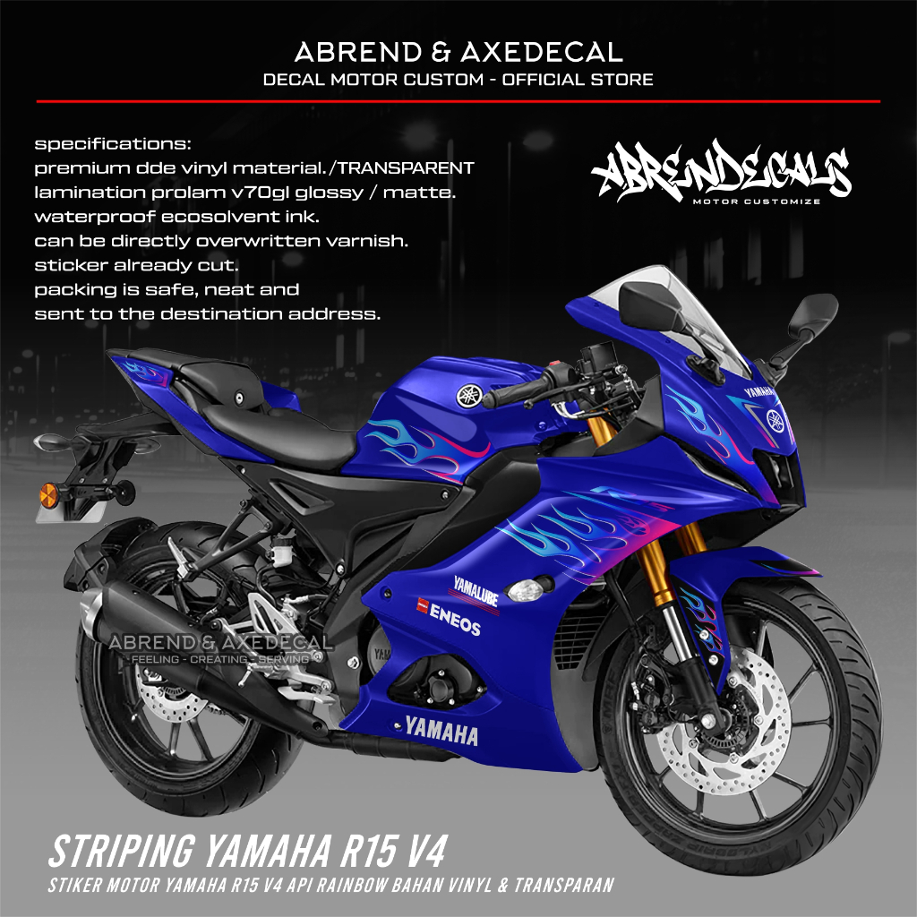 Jual STRIPING R15 V4 GRAFIS API RAINBOW STIKER MOTOR YAMAHA R15 V4