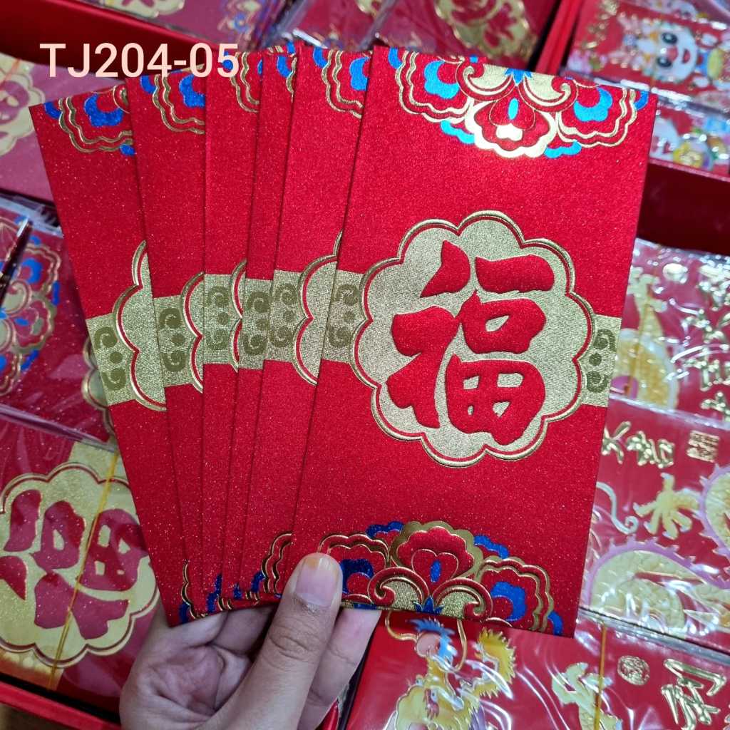 Jual ANGPAO FU PANJANG MERAH TEBAL ANGPAU IMLEK 2024 ISI 6PCS