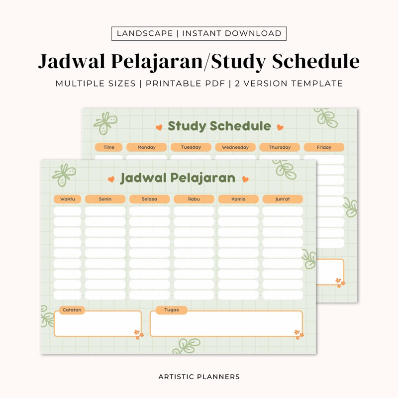 Jual Jadwal Pelajaran Planner Study Schedule Planner Printable