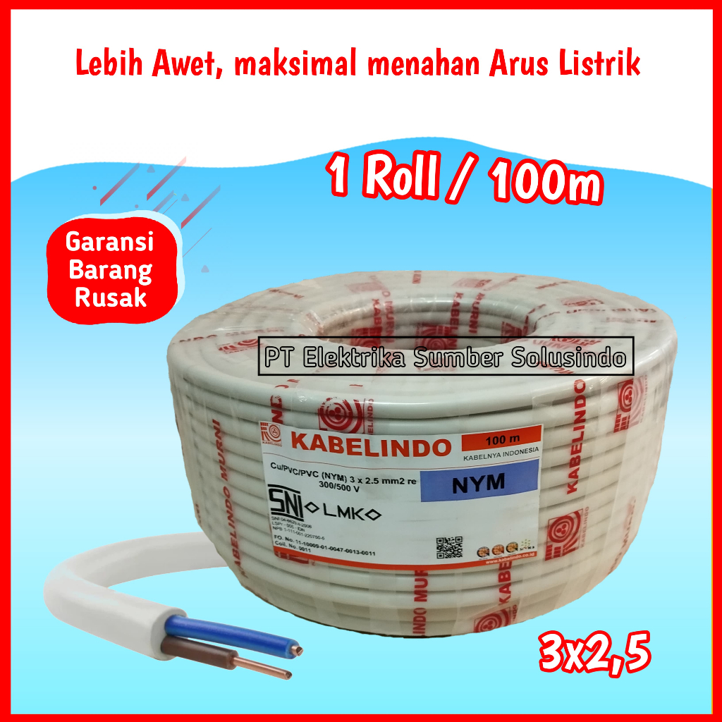 Jual Kabel Listrik NYM 3x2 5 Mm2 KABELINDO NYM KABELINDO 3x2 5 Mm2