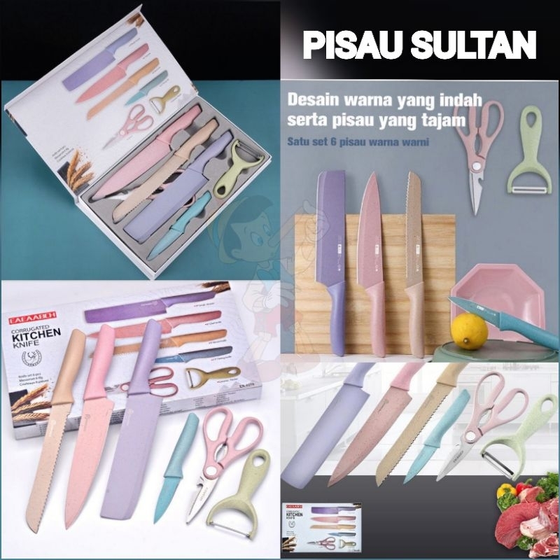 Jual PISAU SULTAN JERAMI 6 IN 1 TAJAM LENGKAP PISAU VIRAL SET Shopee