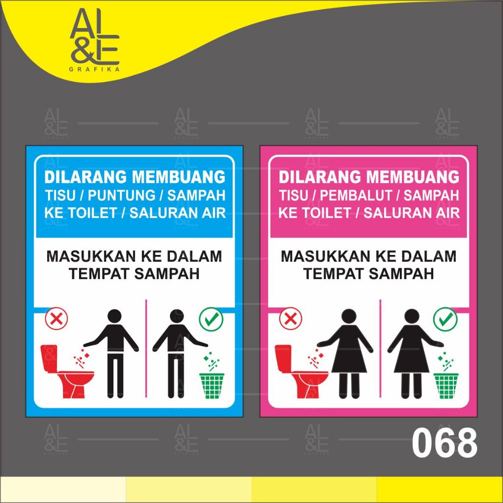 Jual Stiker Dilarang Membuang Tisu Pembalut Puntung Rokok Dan