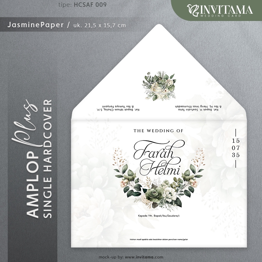 Jual Undangan Pernikahan Wedding Amplop Single Hardcover Jasmine