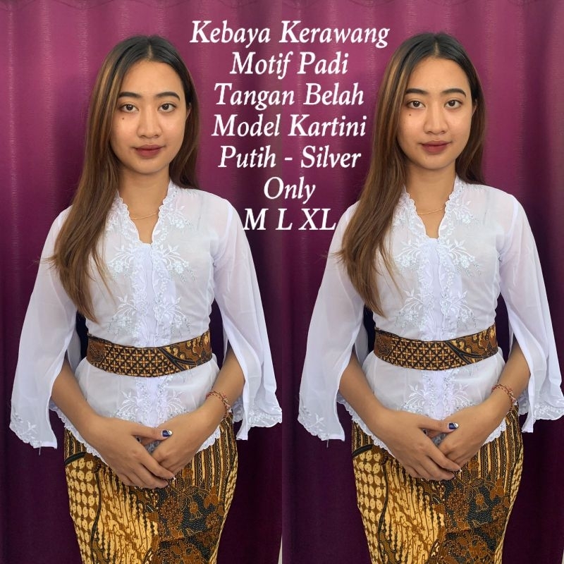 Jual Kebaya Kerawang Motif Padi Bambu Model Kartini Tangan Belah