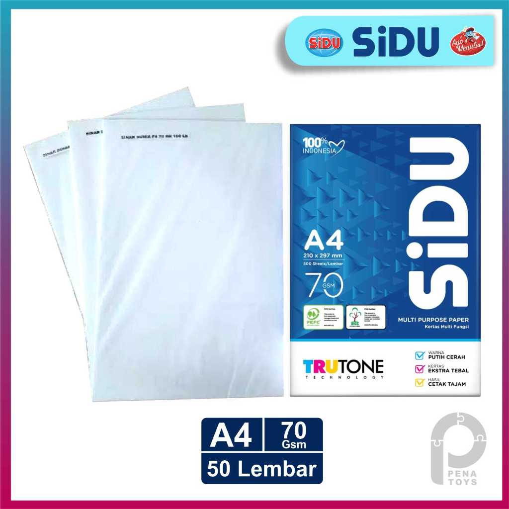 Jual Kertas HVS Sidu A4 70 Gsm Per 50 Lembar Shopee Indonesia