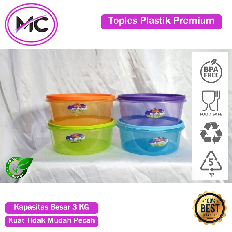 Jual Toples Plastik Besar Kedap Udara Toples Kerupuk Bulat Wadah