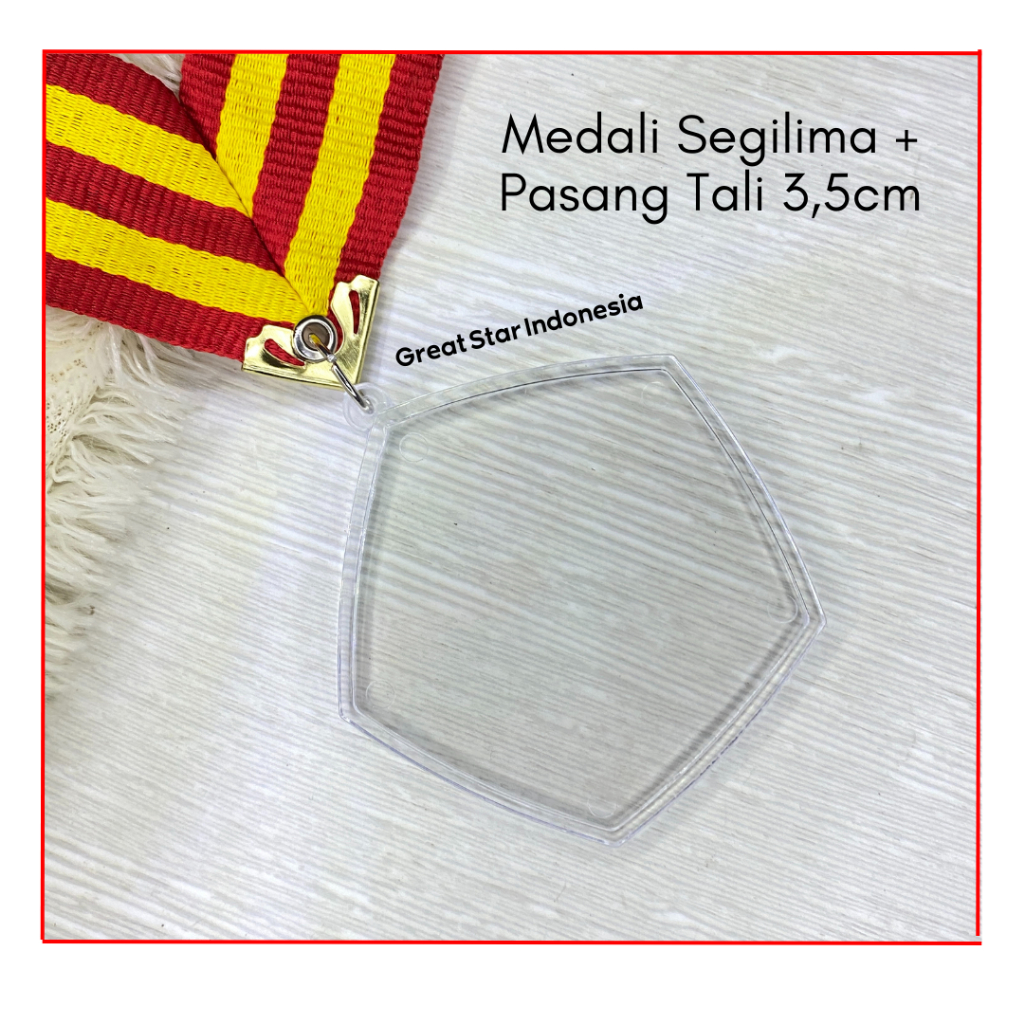 Jual MEDALI INSERT PAPER SEGILIMA 7 CM TALI 3 5 CM TERPASANG JASA