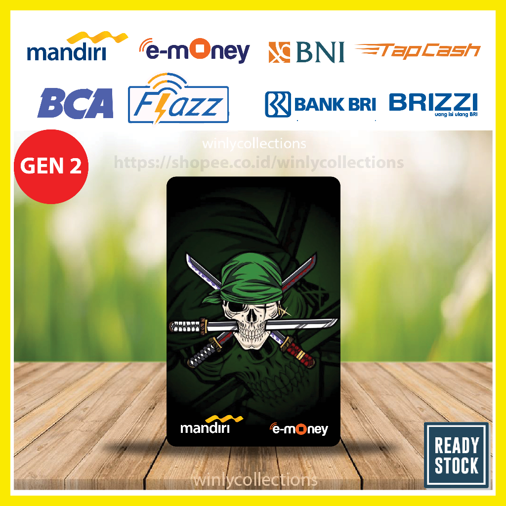 Jual KARTU EMONEY ETOLL ANIME ZORO RORONOA ONE PIECE LOGO E MONEY ETOLL