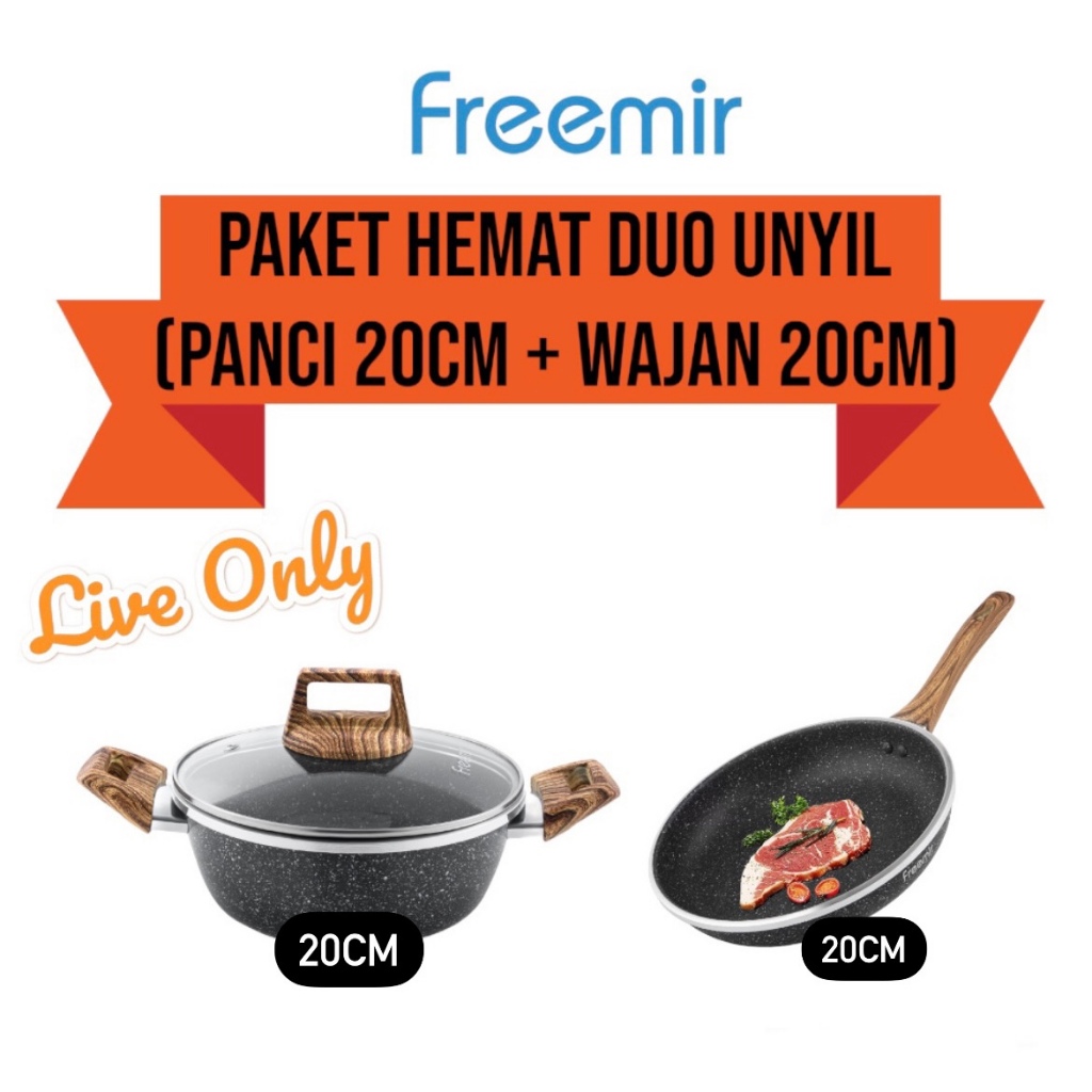 Jual LIVE SPECIAL PAKET HEMAT DUO UNYIL Freemir Panci 20 Cm Anti