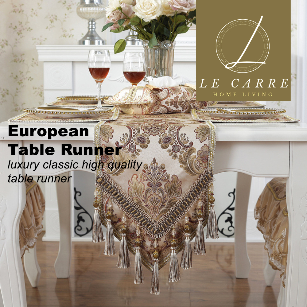 Jual European Table Runner Taplak Meja Bordir Timbul Meja Makan