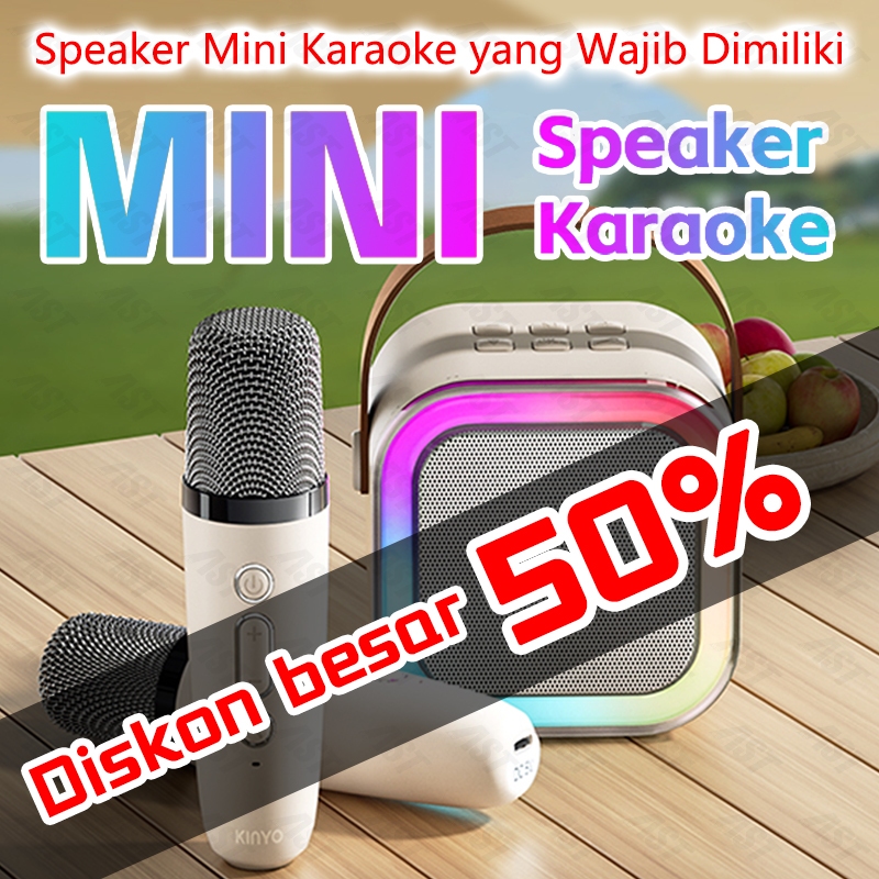 Jual Speaker Mini Karaoke Bluetooth Set Wireless RGB Besar Super Bass