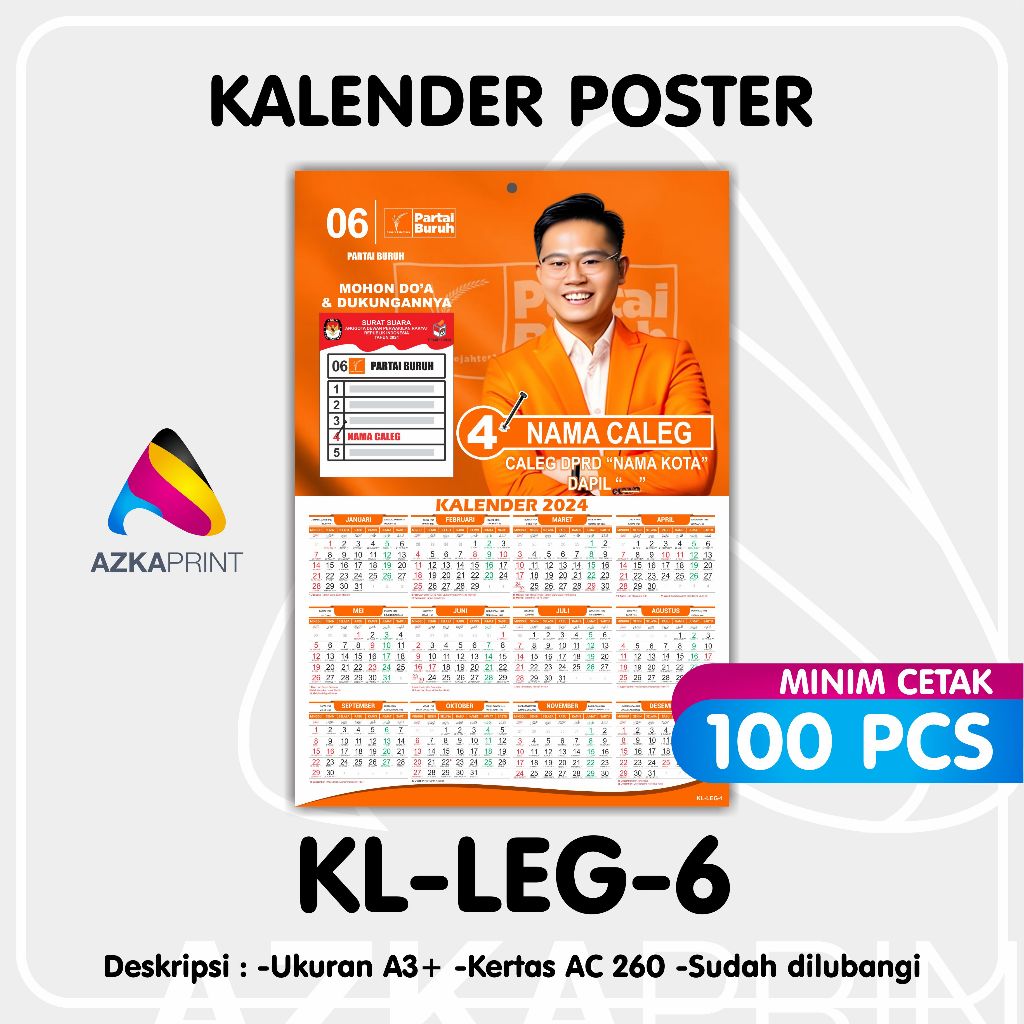 Jual Cetak Kalender Caleg Pemilu Kalender Poster Caleg Shopee Indonesia