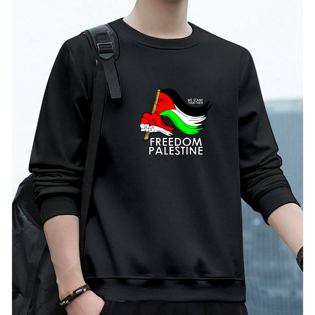 Jual Baju Kaos Lengan Panjang Pria Dewasa Freemdom Palestine Kaos