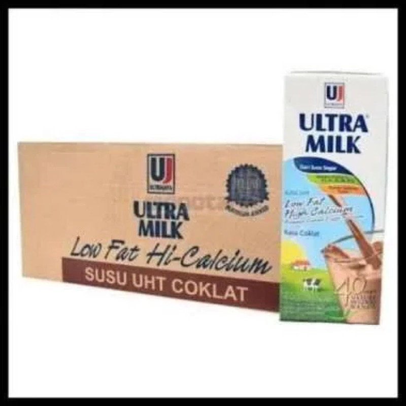 Jual Ultra Milk 250ml Susu UHT Low Fat Coklat 1 Dus Karton Isi 24