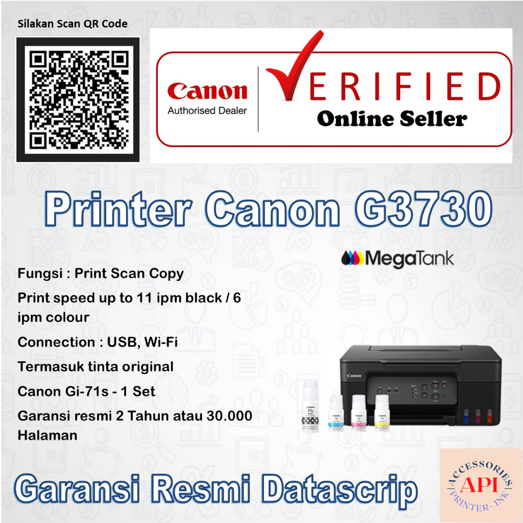 Jual Printer Canon Pixma G3730 G 3730 G 3730 Print Scan Copy Wi Fi