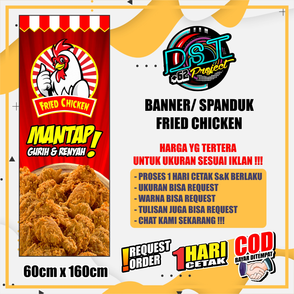 Jual BANNER SPANDUK FRIED CHICKEN 60 X 160 Shopee Indonesia