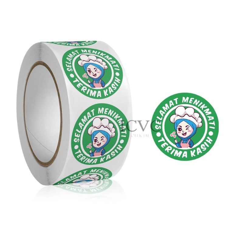 Jual Roll Sticker Besar Selamat Menikmati Stiker Makanan Kue Thanks