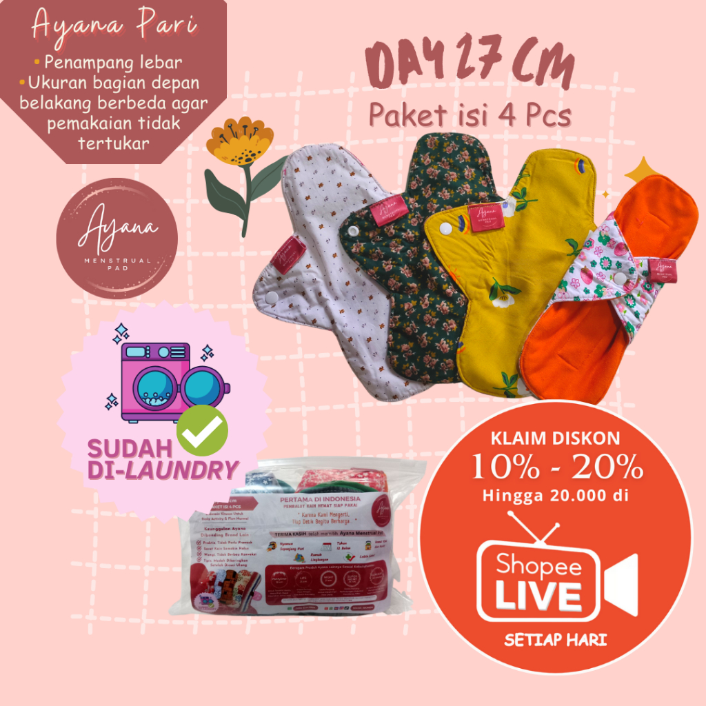 Jual Ayana Menstrual Pad Pari Paket Day Cm Isi Pembalut Kain