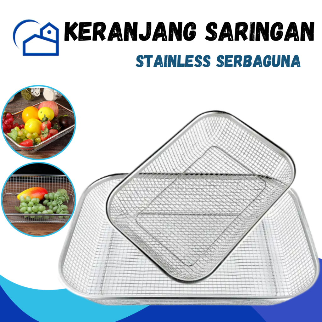 Jual Keranjang Saringan Baskom Rectangle Strainer Tirisan Stainless