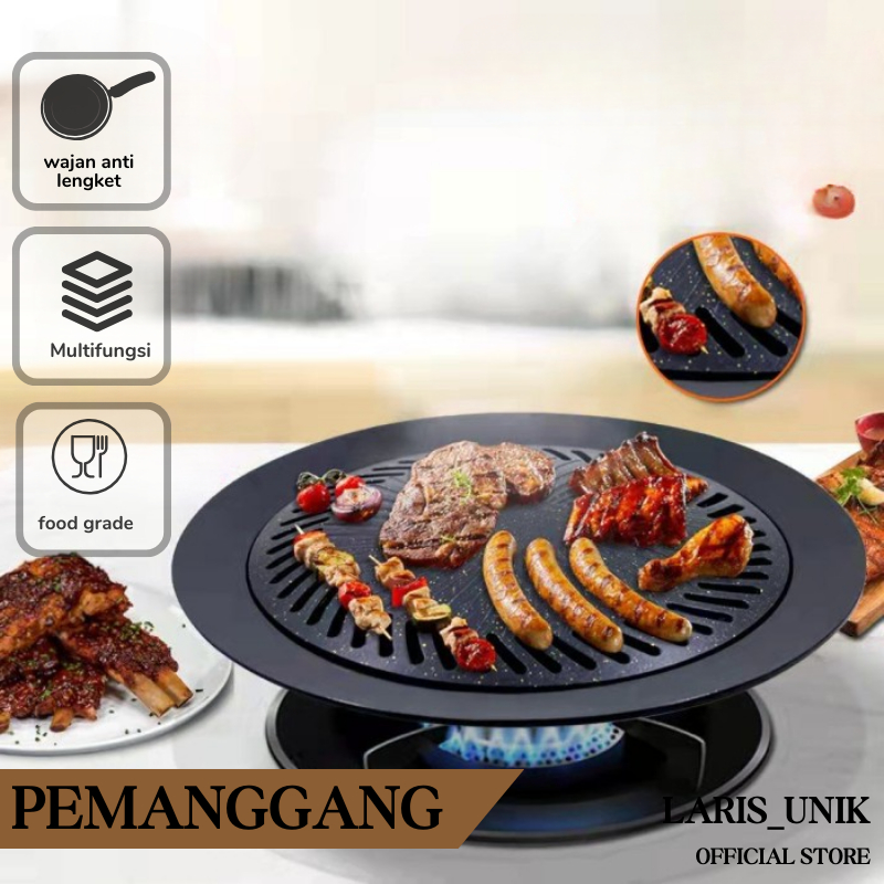 Jual BISA COD BBQ Grill Plate Panggangan Bulat Serbaguna Anti Lengket