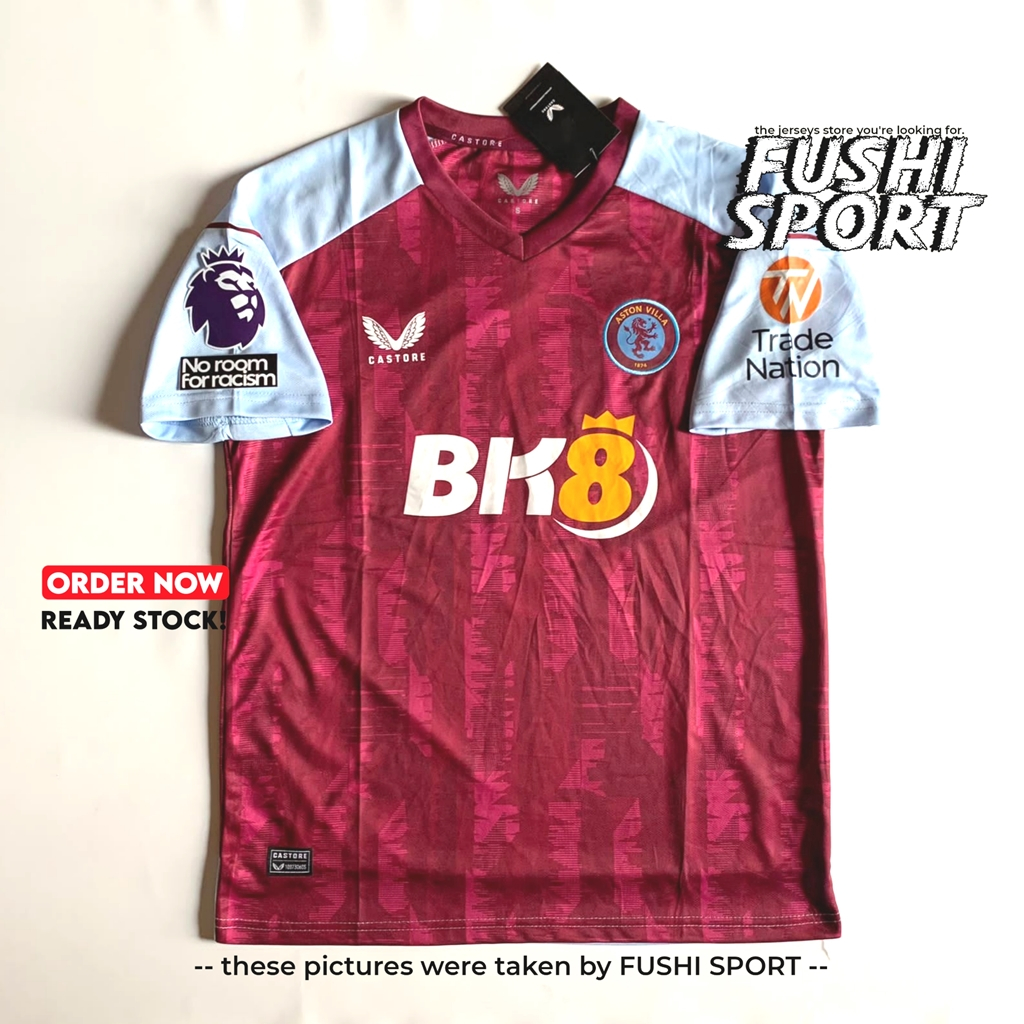 Jual Jersey Baju Bola Aston Villa Home Full Patch 2023 2024 New Grade