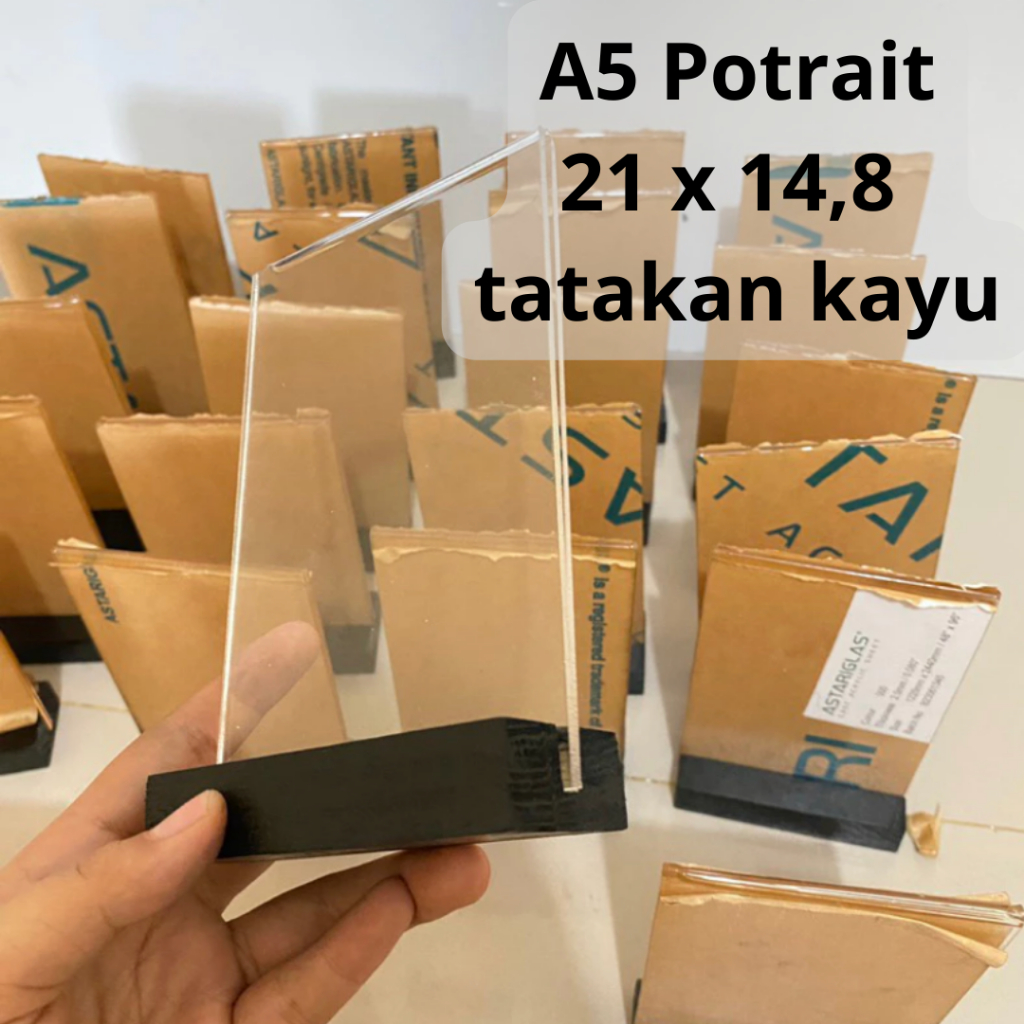 Jual Akrilik Stand A5 Frame Foto Brosur Qris Tatakan Kayu Shopee