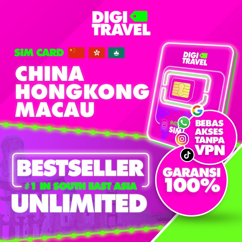 Jual DIGI TRAVEL Sim Card China Hong Kong Macau Unlimited Data Internet